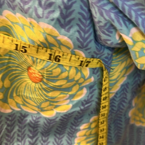 Floral Blue and Yellow Women's Coat - Picture 9 of 13